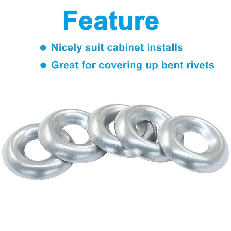 OSVJE 200 Qty #8 Stainless Countersunk Finish Washers, 304 Finish Gasket Steel Finishing Washers, Silver Finishing Cup for Construction/Builders - Image 4